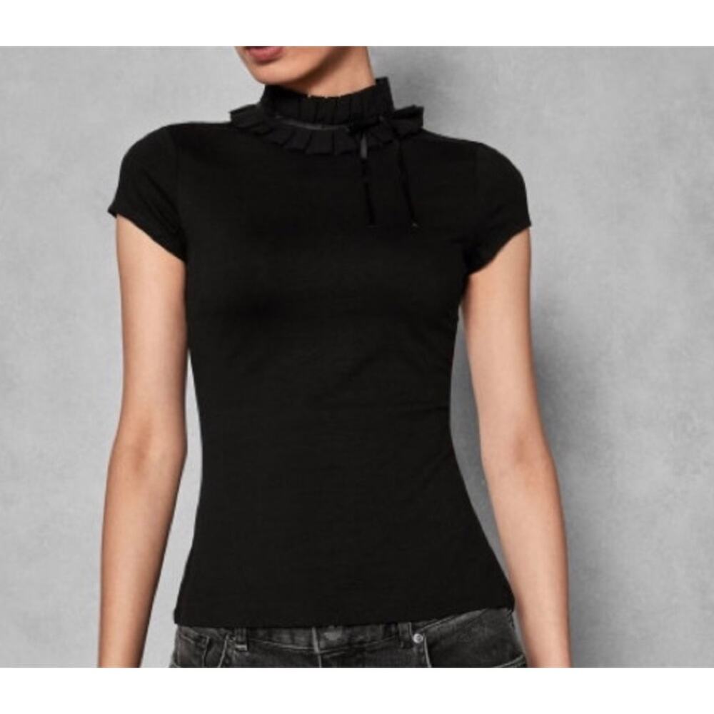 Ted Baker London Sz 1 US 4 Nicohla Ruffle Neck Bow Old Money Coquette Femme Top